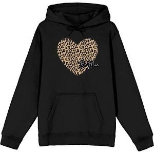 V Day Cheetah Heart Be Mine Long Sleeve Adult Hooded Sweatshirt - 1 of 2