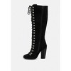 STREET-SLAY Antique Eyelets lace up Knee Boots In Olive - 4 of 4
