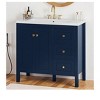 36 Inch Bathroom Vanity with Ceramic Sink Bathroom Storage Cabinet with 2 Doors & 3 Drawers & Doors Blue - 2 of 4