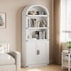 Bookcase 5 Shelf Arched Bookshelf 71.65in Tall Bookcase Farmhouse Display Storage Rack Wooden Bookshelves for Home Office, Living Room - 2 of 4