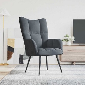 vidaXL Relaxing Chair Dark Gray Velvet - 1 of 4