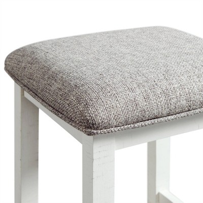 White Multipurpose Bar Table Set with Upholstered Stools