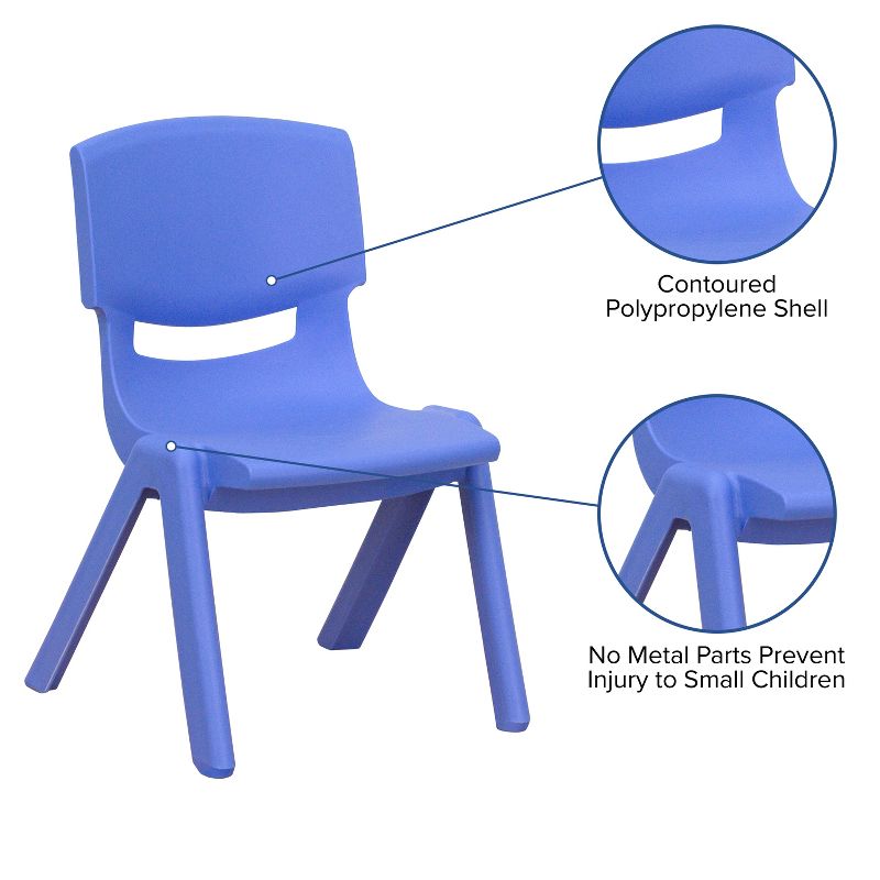 Emma and Oliver 4 Pack Plastic Stack School Chair with 12" Seat Height - Kids Chair, 3 of 11