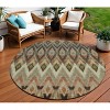 Taupe Olive Green And Beige Southwestern Washable Indoor Outdoor Area Rug - 2 of 4