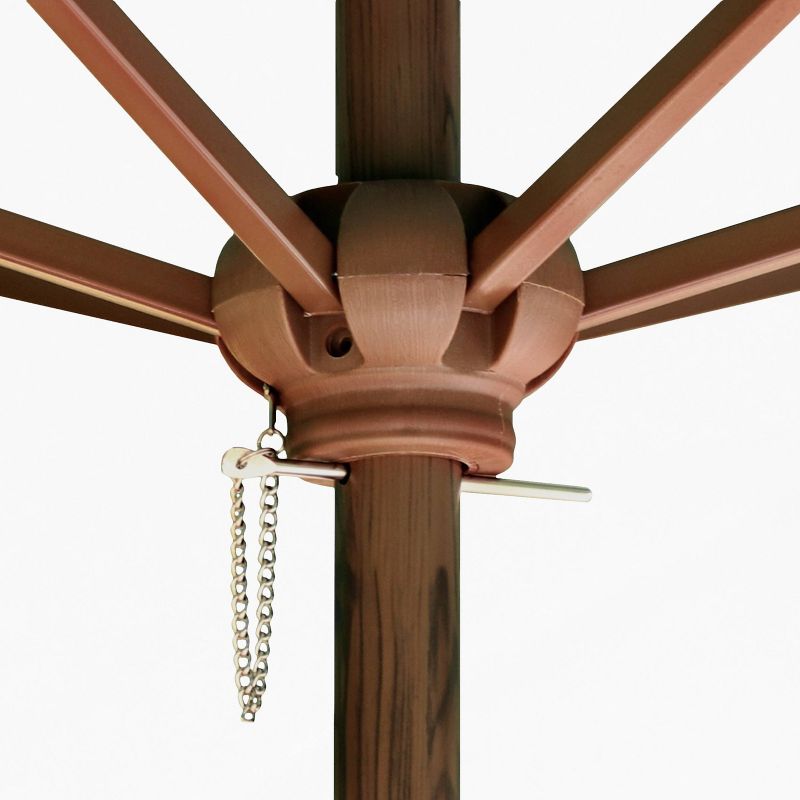 Astella 9&#39; x 9&#39; Round Wood Grain Steel Patio Umbrella Natural, 5 of 7