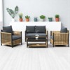 4-Piece Outdoor PE Rattan Sofa Set with Removable Cushion Covers and Coffee Table, Patio Conversation Furniture set - 4 of 4