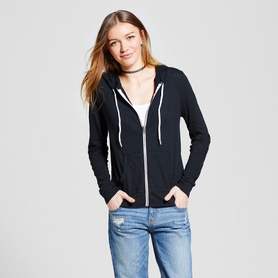 lightweight black zip up hoodie womens