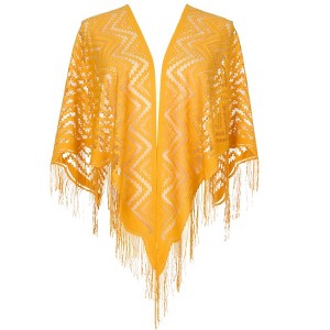 INSPIRE CHIC Shawls and Wraps for Evening Dresses Lace Mesh Fringe Scarves 1Pc - 1 of 4