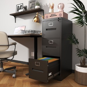 NicBex Narrow File Cabinet with Lock,Office Cabinet with Grooved Handles,Modern Storage Cabinet,Filing Cabinet for Home Office - 1 of 4