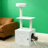 TinyHomie White Cat Tree with Litter Box Enclosure - 2 of 4