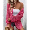 Women's Crochet Cardigan Long Sleeve Tie Front Hollow Out Thin Cardigan - 2 of 3