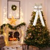Orieon Sparkling Gold Santa Hat Christmas Tree Topper with Bow & Snowflakes - 25cm Luxury Festive Decor for Xmas Tree, Tabletop, Holiday Display. - 2 of 4