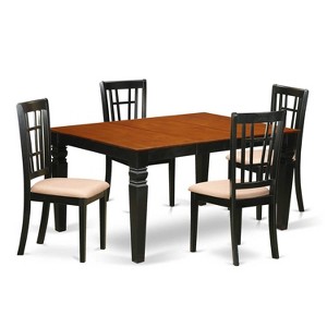 HomeStock 5-Piece Black and Cherry Finish Solid Wood Top Dining table with 4 Chairs - 1 of 4