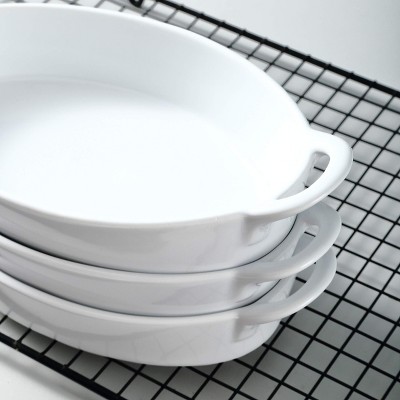 White Oval Ceramic Non-Stick Baking Dish Set of 4