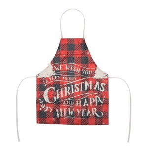 Unique Bargains Christmas Aprons Linen Red Black Beige 21.65"x26.77" 1 Pcs - 1 of 4