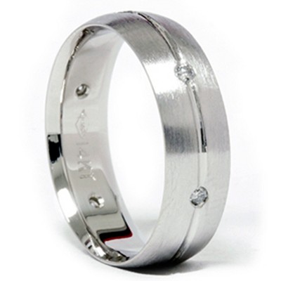 Pompeii3 14k White Gold Comfort Fit Brushed Diamond Wedding Ring