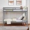 MAYEERTY Twin over Twin Bunk Bed with Ladder, Wooden Bed Frame with High Guardrail and Ladder for Kids, No Box Spring Needed, Grey - 2 of 4