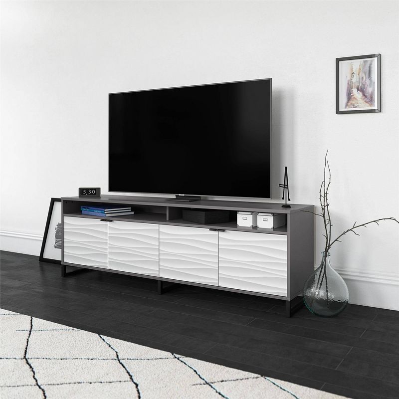 Maddock Media Console TV Stand for TVs up to 85&#34; with Waves Graphite - Room &#38; Joy, 2 of 9
