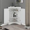 Whisen Triangle Bathroom Storage Cabinet Corner Cabinet with Adjustable Shelves - 2 of 4
