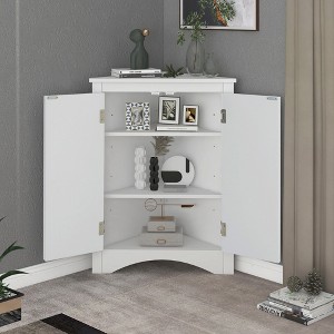 Bella Depot Corner Storage Cabinet with Adjustable Shelves, Freestanding Floor Cabinet - 1 of 4