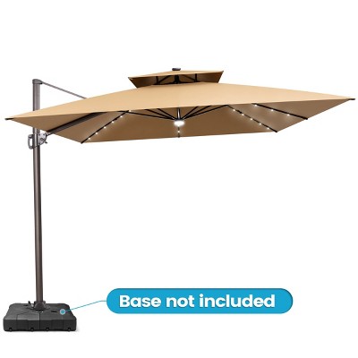 Crestlive Products 11FT Patio Double Top Cantilever Umbrella with Light Set Outdoor 360° Rotation 6 Heights Adjustable Offset Umbrella