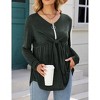 Women's Long Sleeve Front Knot Tops V Neck Ruffle Hem Casual Shirt Zip Up Flowy Blouses - 4 of 4