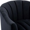 SEYNAR Modern Velvet Accent Chair,Round Upholstered Barrel Chair for Living Room,Black,28.25"D x 27.1"W x 28.9"H - 3 of 4