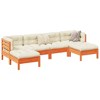 vidaXL 6 Piece Patio Sofa Set with Cushions Wax Brown Solid Wood Pine - Wax Brown - 2 of 4