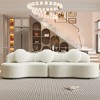 103.5"W Modern Sofa Couch Lamb Velvet Upholstered Sofa Furniture With 3 Accent Pillows for Living Room Home or Office - ModernLuxe - 2 of 4
