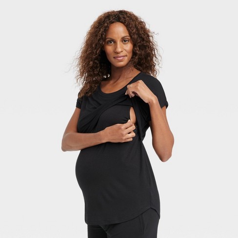 Nursing Top and Shorts Sleep Maternity Pajama Set - Isabel Maternity by  Ingrid & Isabel™ Black XS