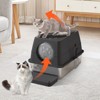 Stainless Steel Litter Box with Lid, Large Kitty Box, Enclosed Metal Litter Box with Removable Top & Litter Scoop, Tall Covered Dog Proof, 15.35'' - 3 of 4