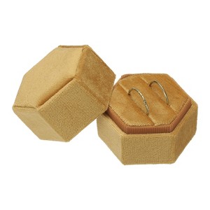 Unique Bargains Velvet Vintage Ring Display 2 Slot Hexagon Jewelry Storage Box - 1 of 4