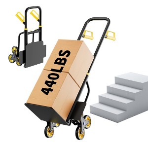 Stair Climbing Hand Truck, Heavy Duty Folding Dolly Cart with 6 Wheels, 440Lbs Capacity, Moving Dolly - 1 of 4