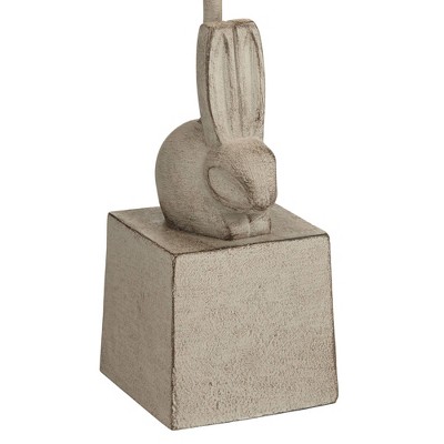 Set of 2 Gray Resin Bunny Table Lamps with White Fabric Shades