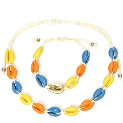Zodaca 2 Piece Natural Puka Shell Choker Necklace & Bracelet Set for Girl