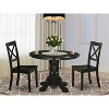 HomeStock 3-Piece Round Black Finish Solid Wood Top Dining Table with 2 Chairs - 2 of 4