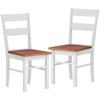 HOMCOM Dining Chairs, Set of 2 Rubber Wood Kitchen Chairs with Open Back, Farmhouse Dining Room Chairs