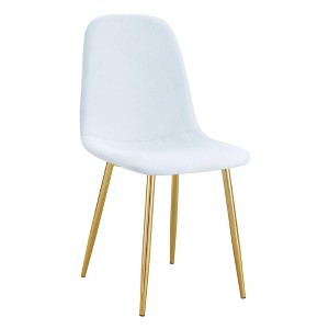 Gulches White Gold PU Leather High Resilience Integrated Molding Cross Reinforcement Easy Assembly Metal Leg Dining Chair Set of 4 - 1 of 4