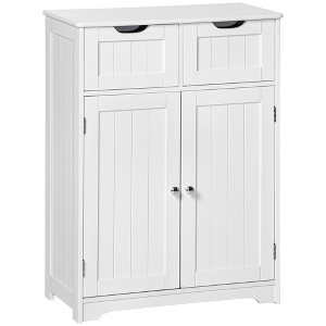 kleankin Freestanding Bathroom Storage Cabinet, Floor Cabinet with 2 Drawers, Adjustable Shelf, for Bathroom, Living Room or Entryway, White - 1 of 4