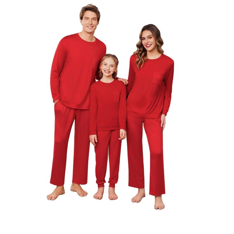 Ekouaer Matching Family Sets Christmas Pajamas Set Xmas PJS Sleepwear Soft Christmas Matching Jammies Burgundy 150