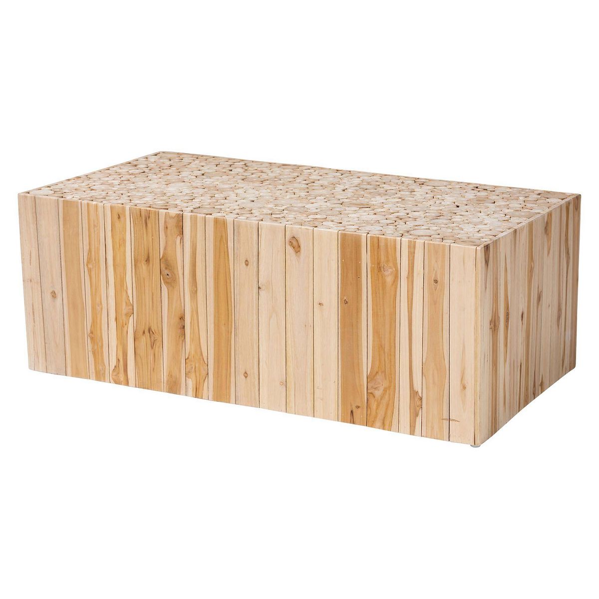 bali & pari Grayson Teak Wood Coffee Table with Unique Repurposed Wood Logs Natural - thumbnail 2