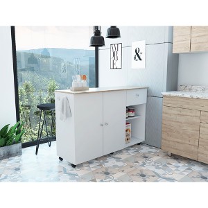 Kitchen Cart with Four Interior Shelves, One Drawer and Double Door Cabinet - 1 of 4