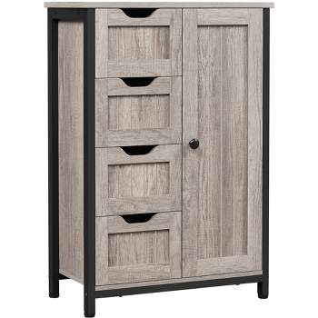 Homcom 6” X 20.5” X 26” Wood Rolling Narrow Bathroom Side Storage Cabinet -  White : Target