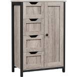 Yaheetech 32.5" Height Wooden Bathroom Floor Cabinet Side Storage Organizer Cabinet, Gray