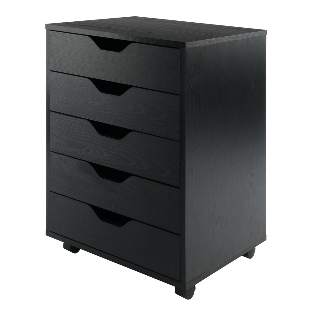 Photos - Wardrobe Halifax 5 Drawer Cabinet with Casters Black - Winsome