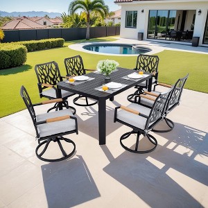 UNISOAR 7PC Outdoor Patio Furniture Set with 6 Swivel Rockers - 1 of 4