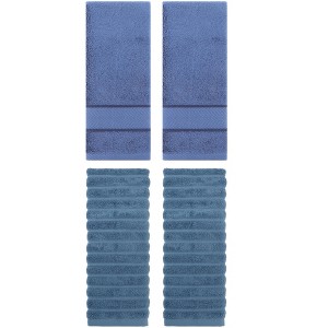 REGALWOVEN 4 Pcs Cotton Quick Drying Soft Striped Hand Towel 14" x 30" - 1 of 4