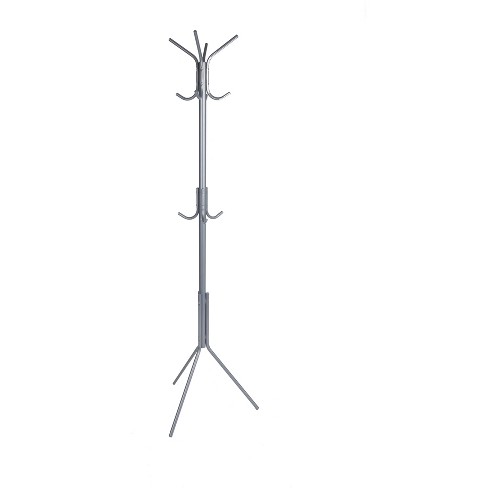 Mind Reader Standing Metal Coat Rack, 11 Hooks, Silver : Target