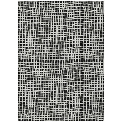 Black Gray And Ivory Striped Washable Indoor Outdoor Area Rug