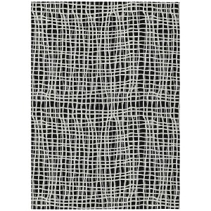 Black Gray And Ivory Striped Washable Indoor Outdoor Area Rug - 1 of 4